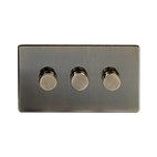 The Charterhouse Collection Antique Brass 3 Gang 400W LED Dimmer Switch