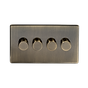 The Charterhouse Collection Antique Brass 4 Gang 400W LED Dimmer Switch