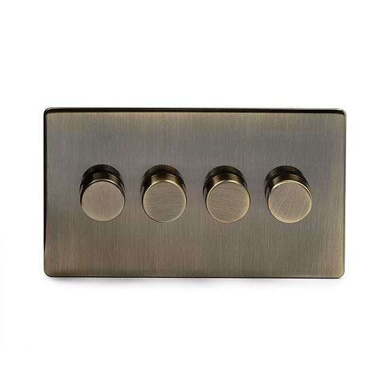 The Charterhouse Collection Antique Brass 4 Gang 2 -Way Intelligent Dimmer 150W LED (300w Halogen/Incandescent)