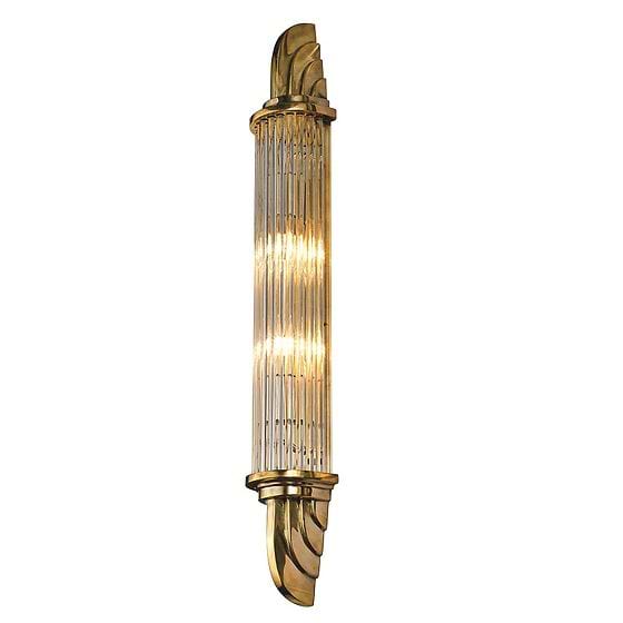 Soho Lighting Sheraton Lacquered Antique Brass IP44 Rated Art Deco Wall Light