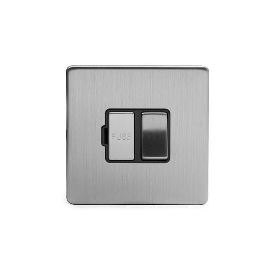 The Lombard Collection Brushed Chrome Fused Connection Unit (FCU) Switched 13A DP Blk Ins Screwless