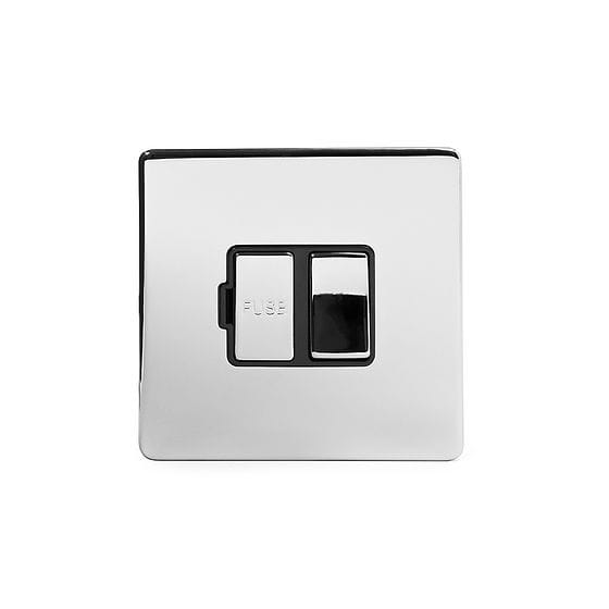 The Finsbury Collection Polished chrome Fused Connection Unit (FCU) Switched 13A DP Blk Ins Screwless