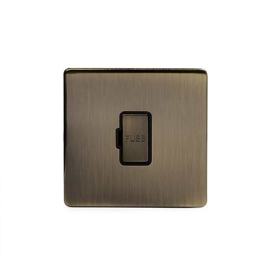 The Charterhouse Collection Antique Brass Fused Connection Unit (FCU) Unswitched 13A DP Blk Ins Screwless