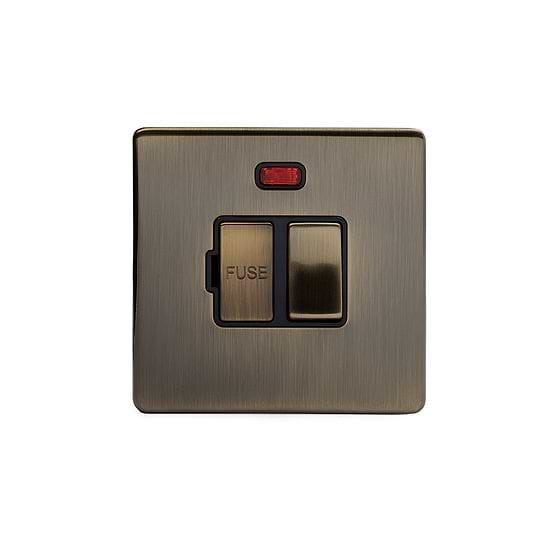 The Charterhouse Collection Fused Connection Unit (FCU) Switched with Neon 13A DP Blk Ins Screwless Antique Brass
