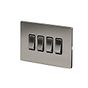 The Lombard Collection Brushed Chrome 4 Gang RM Rectangular Module Grid Switch Plate