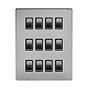 The Lombard Collection Brushed Chrome 12 Gang RM Rectangular Module Grid Switch Plate