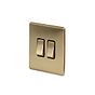 The Savoy Collection Brushed Brass 2 Gang RM Rectangular Module Grid Switch Plate