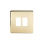 The Savoy Collection Brushed Brass 2 Gang RM Rectangular Module Grid Switch Plate