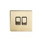 The Savoy Collection Brushed Brass 2 Gang RM Rectangular Module Grid Switch Plate