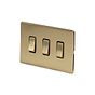 The Savoy Collection Brushed Brass 3 Gang RM Rectangular Module Grid Switch Plate