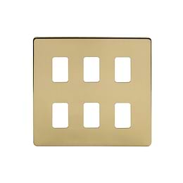 Soho-Lighting-Brushed-Brass-6-Gang-Grid-Plate