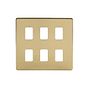 The Savoy Collection Brushed Brass 6 Gang RM Rectangular Module Grid Switch Plate