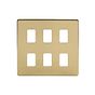 The Savoy Collection Brushed Brass 6 Gang RM Rectangular Module Grid Switch Plate