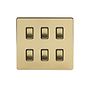 The Savoy Collection Brushed Brass 6 Gang RM Rectangular Module Grid Switch Plate