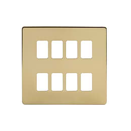 8 gang grid switch plate brushed brass