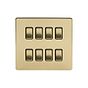 The Savoy Collection Brushed Brass 8 Gang RM Rectangular Module Grid Switch Plate