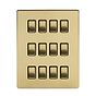 The Savoy Collection Brushed Brass 12 Gang RM Rectangular Module Grid Switch Plate