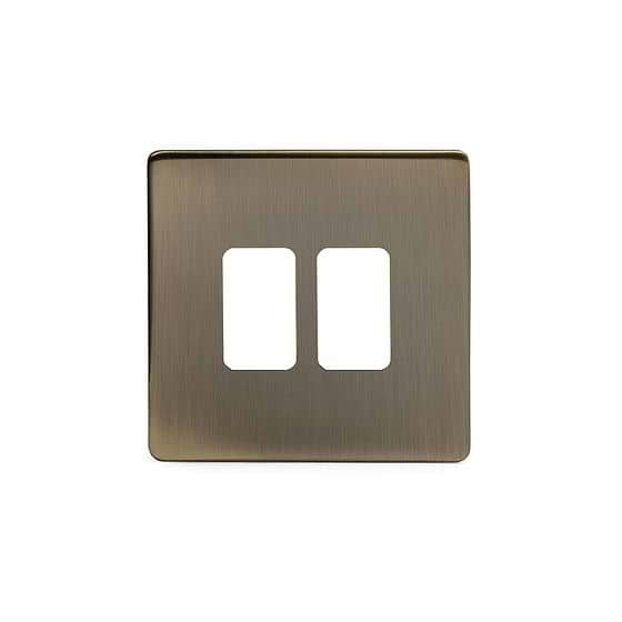 The Charterhouse Collection Antique Brass 2 Gang RM Rectangular Module Grid Switch Plate