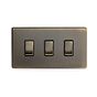 The Charterhouse Collection Antique Brass 3 Gang RM Rectangular Module Grid Switch Plate