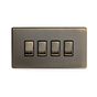 The Charterhouse Collection Antique Brass 4 Gang RM Rectangular Module Grid Switch Plate