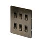 The Charterhouse Collection 6 Gang RM Rectangular Module Grid Switch Plate Antique Brass