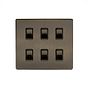 The Charterhouse Collection 6 Gang RM Rectangular Module Grid Switch Plate Antique Brass