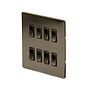 The Charterhouse Collection Antique Brass 8 Gang RM Rectangular Module Grid Switch Plate