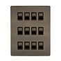The Charterhouse Collection 12 Gang RM Rectangular Module Grid Switch Plate Antique Brass