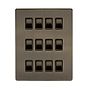 The Charterhouse Collection Antique Brass 12 Gang RM Rectangular Module Grid Switch Plate