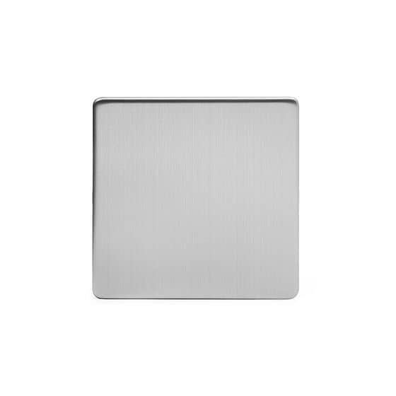 The Lombard Collection Brushed Chrome metal 1 Gang Blanking Plate Screwless