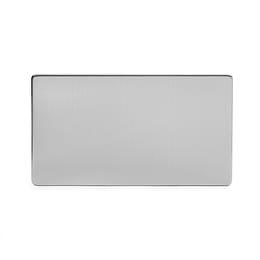 Brushed chrome metal Double Blank Plates with Black insert