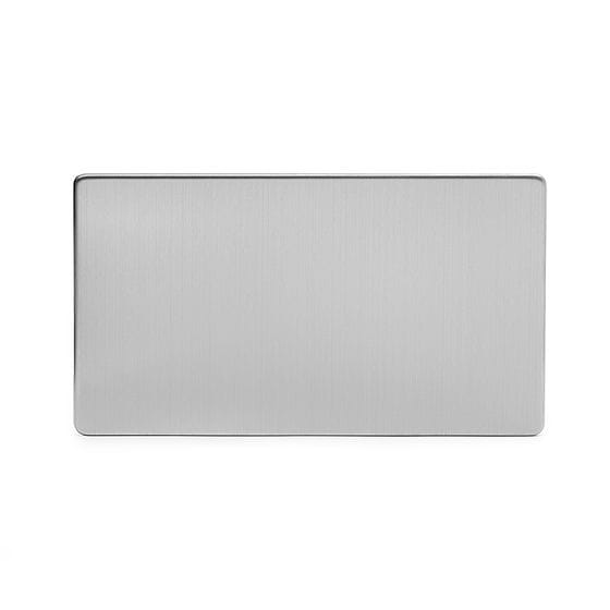 The Lombard Collection Brushed Chrome metal 2 Gang Blanking Plate Screwless