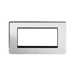 Polished chrome metal Double Data Plate 4 Modules with Black insert