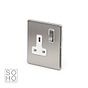 The Lombard Collection Brushed Chrome 1 Gang DP Socket White Ins 13A Screwless