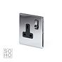 The Finsbury Collection Polished Chrome 1 Gang DP Socket Black Ins 13A Screwless