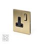 The Savoy Collection Brushed Brass 1 Gang DP Socket Black Ins 13A Screwless