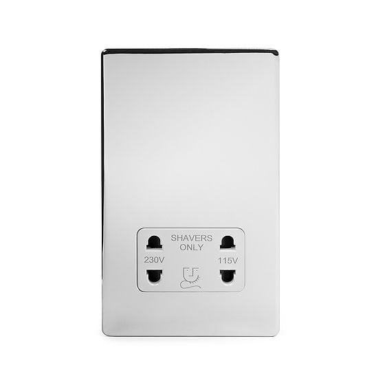 The Finsbury Collection Polished Chrome Shaver Socket Dual Voltage 115/230v Wht Ins Screwless
