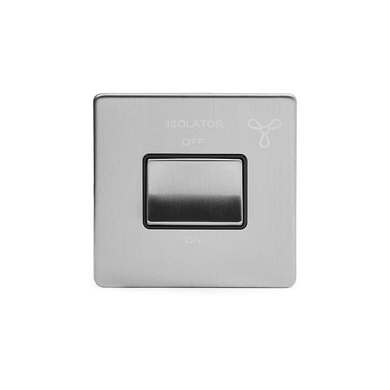 The Lombard Collection Brushed Chrome Extractor Fan Isolator Switch Black Ins Screwless