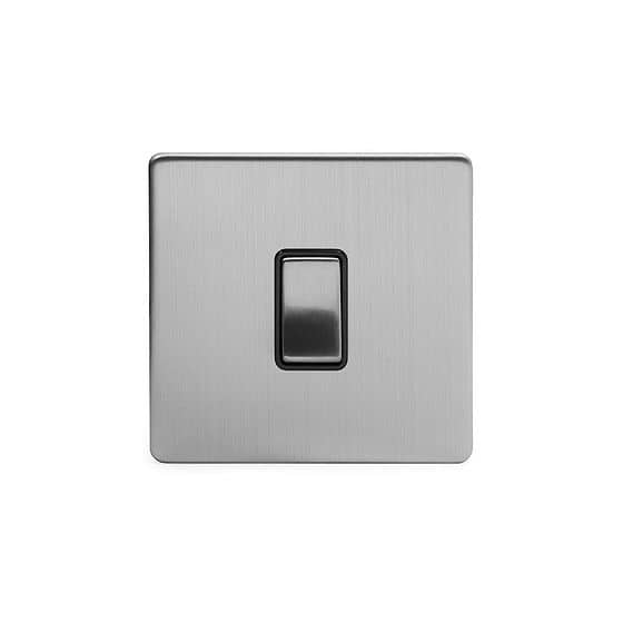 The Lombard Collection Brushed Chrome 1 Gang Intermediate Switch Black Ins 10A Screwless