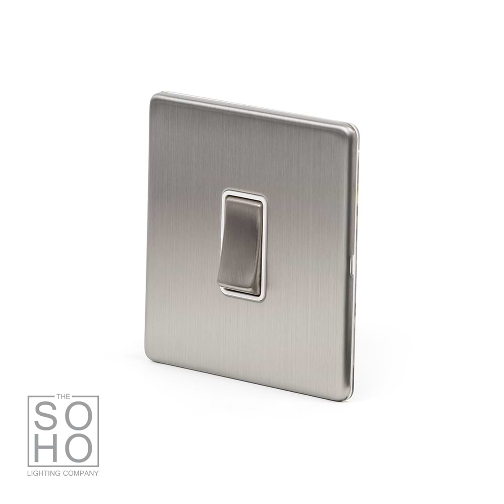 Brushed Chrome 10A 1 Gang 2 Way Switch With White insert - The Soho Lighting  Company