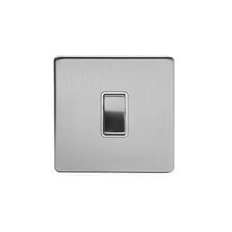 The Lombard Collection Brushed Chrome 1 Gang 2 Way 10A Light Switch Wht Ins Screwless