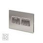 The Lombard Collection Brushed Chrome 6 Gang 2 Way 10A Light Switch Wht Ins Screwless