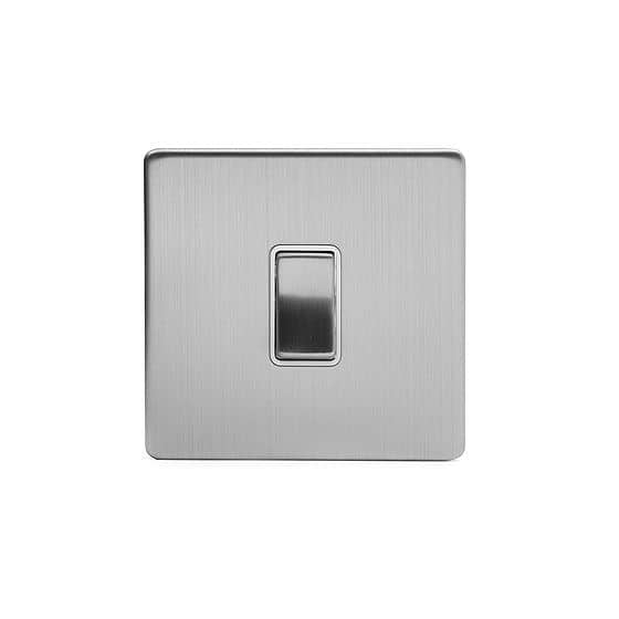 The Lombard Collection Brushed Chrome 1 Gang Intermediate Switch White Ins 10A Screwless