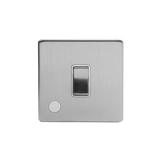 The Lombard Collection Brushed Chrome 1 Gang 20A Double Pole Switch Flex Outlet Wht Ins Screwless