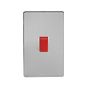 The Lombard Collection Brushed Chrome 45A 1 Gang Double Pole Switch Double Plate Wht Ins Screwless