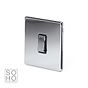 The Finsbury Collection Polished Chrome 1 Gang 2 Way 10A Light Switch Blk Ins Screwless