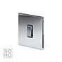 The Finsbury Collection Polished Chrome 1 Gang 20A Double Pole Switch Blk Ins Screwless