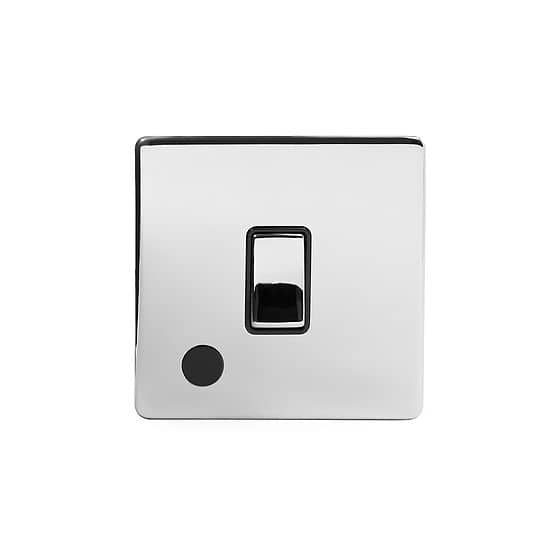 The Finsbury Collection Polished Chrome 1 Gang 20A Double Pole Switch Flex Outlet Blk Ins Screwless