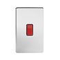 The Finsbury Collection Polished Chrome 45A 1 Gang Double Pole Switch Large Plate Blk Ins Screwless