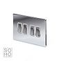 The Finsbury Collection Polished Chrome 4 Gang 2 Way 10A Light Switch Wht Ins Screwless